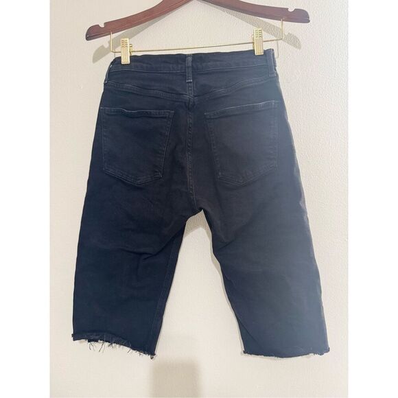 AGOLDE Shorts Women 25 Carrie Long Length Slim Denim Jean High Rise Washed Black - Picture 5 of 9